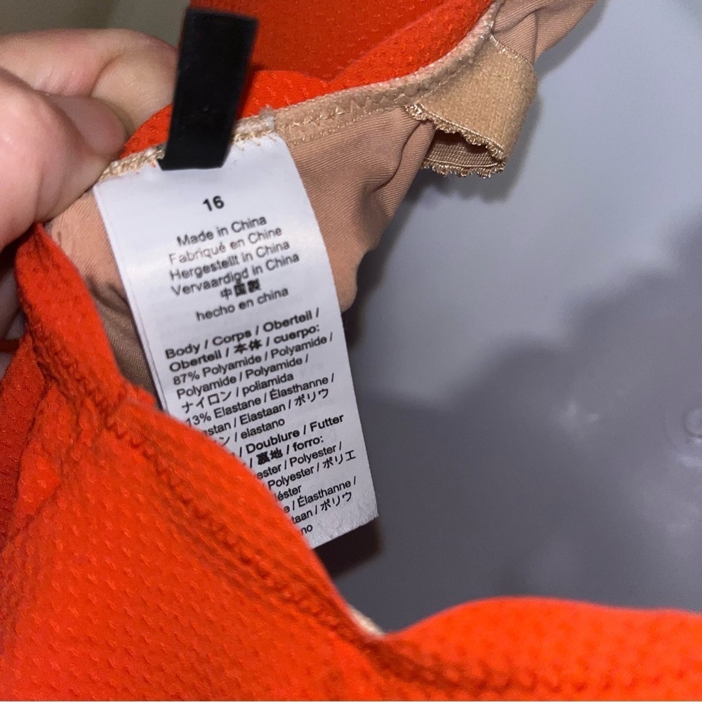 j. Crew red orange rush tank swimsuit bathing suit one piece 16 scalloped detail - Picture 7 of 7